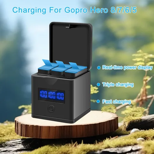 Miniatura 6 de Suptig Paquete de 2 baterías compatibles con GoPro Hero 8, GoPro Hero 7 Black, Hero 6, Hero 5, estación de carga de batería de 3 canales para Hero 8