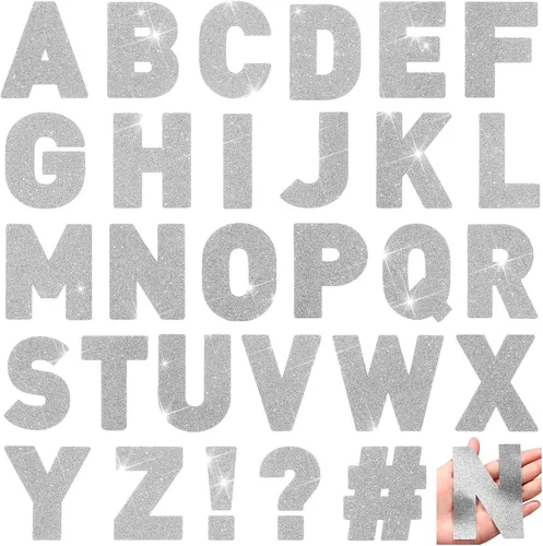 Miniatura 19 de Harloon 232 piezas de 24 hojas de letras grandes con purpurina, letras del alfabeto con letra grande, kit de letras autoadhesivas para buzón, Dorado