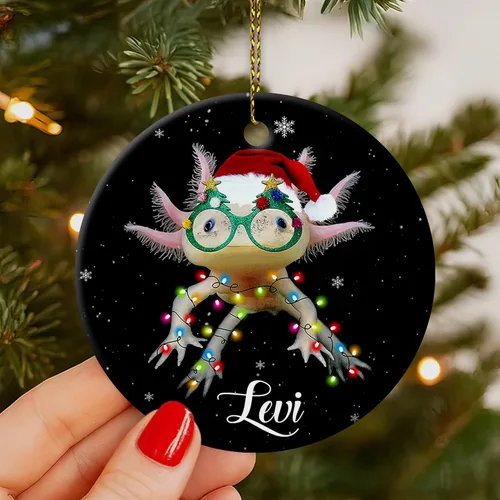 Miniatura 5 de HYTURTLE Adorno de Navidad personalizado de ajolote 2023 – Nombre personalizado para niños/niñas, bonitos adornos de Navidad para niños, adornos