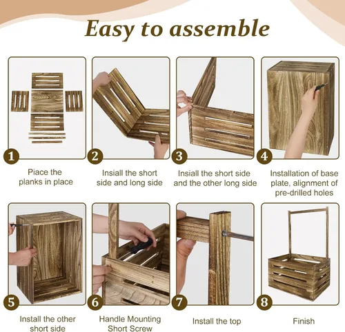 Miniatura 3 de Caja de Madera para Baby Shower, Cesta de Bebé con Asa, Cesta de Regalos Personalizados para Bebé, Cesta de Almacenamiento, Regalo de Bienvenida