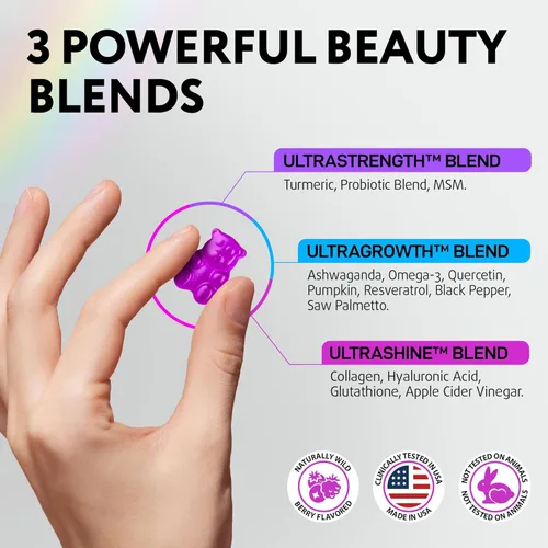 Miniatura 5 de Gomitas de biotina para cabello, piel y uñas, vitaminas para el crecimiento del cabello para mujeres y hombres, suplemento de gomitas para pérdida