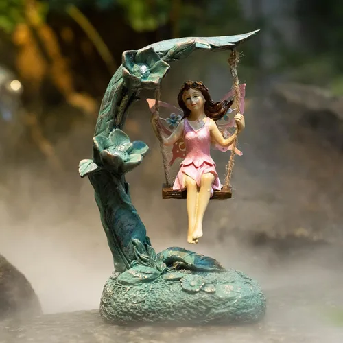 Miniatura 6 de Suyorpe Decoración de estatua de hada de flores de jardín al aire libre, divertidas figuras de hadas oscilantes para patio, césped, porche, regalos