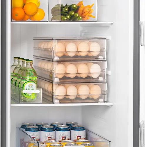 Miniatura 2 de vacane Soporte para huevos de 24 capacidades para refrigerador, cajón de huevos para refrigerador, contenedor de almacenamiento de huevos extraíble