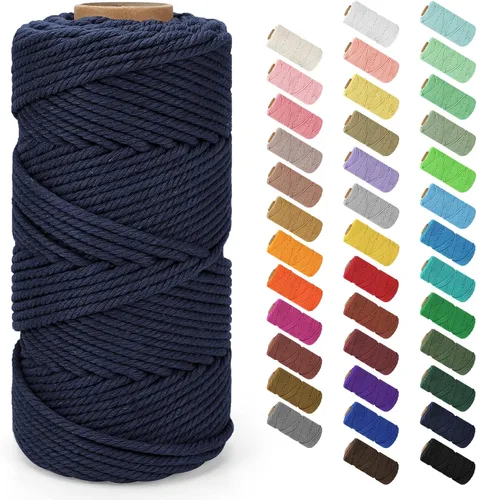 Miniatura 140 de Cordón de macramé de 0.079 in x 380 yardas (1140 pies), cuerda de algodón natural para colgar en la pared, ganchos de plantas, manualidades, Beige