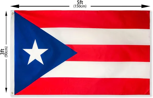 Miniatura 5 de DANF - Bandera de Puerto Rico de poliéster de 3 x 5 pies, banderas nacionales puertorriqueñas de poliéster con ojales de latón, 3 x 5 pies