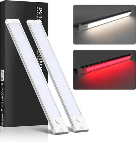 Acegoo - Iluminación LED regulable para debajo del gabinete para RV, barra de luz lineal de 12 V con interruptor de encendido/apagado y atenuador