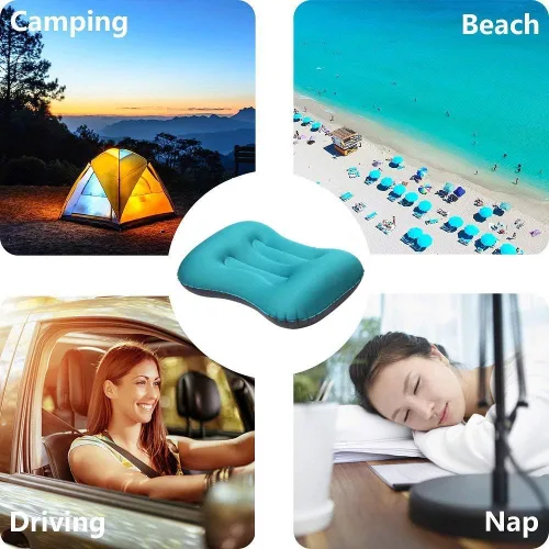 Miniatura 8 de Almohadas inflables ultraligeras para campamento: compresibles, compactas, inflables, cómodas, ergonómicas para soporte de cuello y lumbar mientras