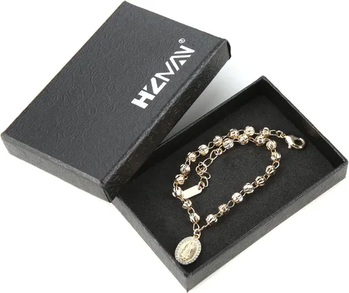 Miniatura 71 de HZMAN Pulsera de cruz con cuentas de rosario virgen de Guadalupe ajustable para mujer, regalo de joyería