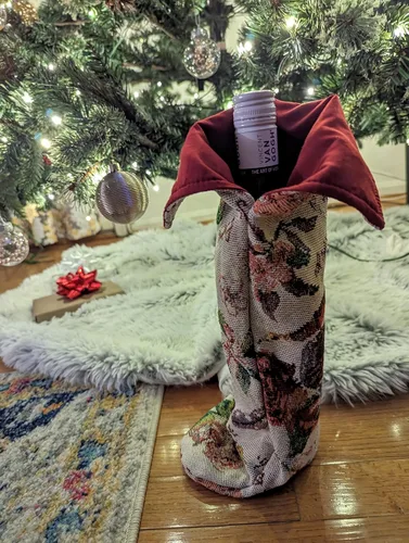 Miniatura 4 de Handmade Wine bottle gift bags/bottle coat - Luxury Tapestry Colorful Shabby Chic Pink Red Floral Wine Bags- Cloth Beautiful Protective Wrap