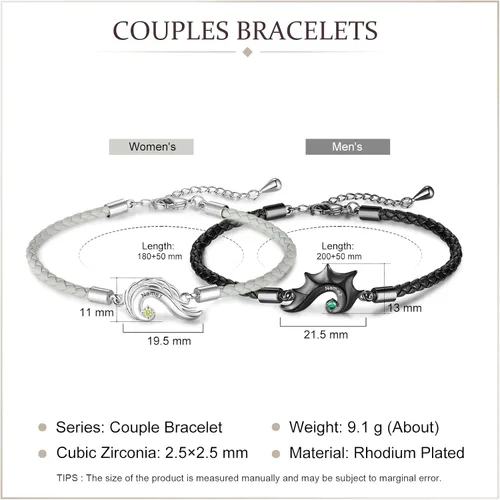 Miniatura 3 de Pulseras para parejas para él y ella pulseras personalizadas a juego para parejas novio y novia cumpleaños aniversario Navidad dulce relación