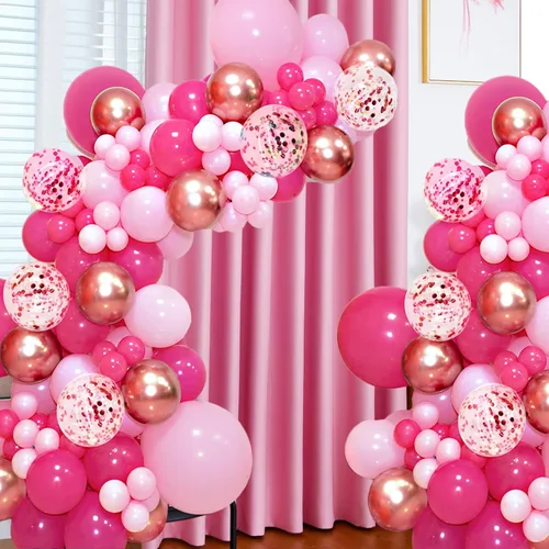 Miniatura 9 de Globos de color rosa intenso, 100 globos de látex grueso de 12 pulgadas, globos de helio redondos de color rosa intenso para cumpleaños, boda, San