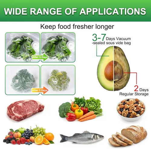 Miniatura 7 de Higfra Sous Vide - Bolsas de 30 unidades y 2 clips de sellado, válvula mejorada, reutilizables, sin BPA, bolsas selladoras al vacío, bolsas