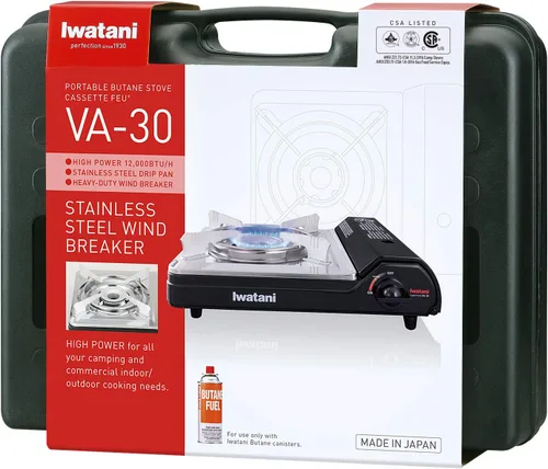 Miniatura 2 de Estufa de camping Iwatani Cassette Feu Butano VA-30, una, NEGRO