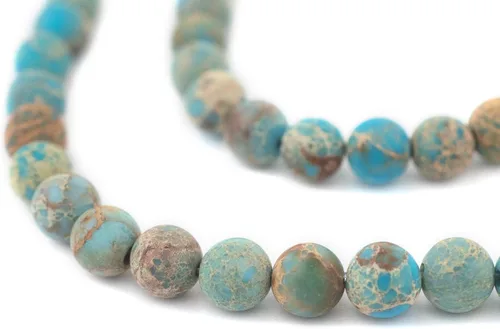 Miniatura 179 de The Bead Chest Cuentas de Jade Blanco Mate Redondas (8mm): Piedra Preciosa Orgánica Redonda Esférica de Energía con Poder de Sanación para Hacer
