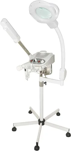 Discount Spa Equipment - Vaporizador facial de ozono 3 en 1, vaporizador facial para esteticista con lámpara de aumento de dioptrías 5X, juego de