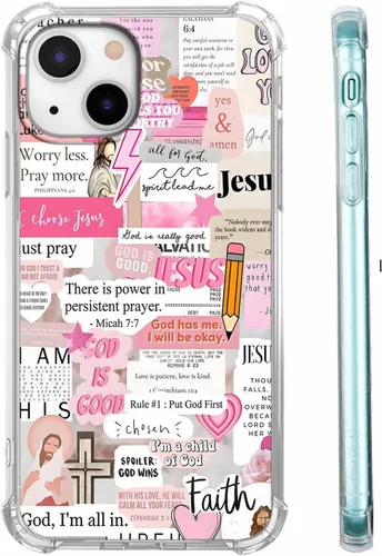 Miniatura 11 de Funda para Celular con Versículos de la Biblia, Colocación de Citas Cristianas de Jesús, Diseño Collage, Funda Protectora Suave de TPU de Moda