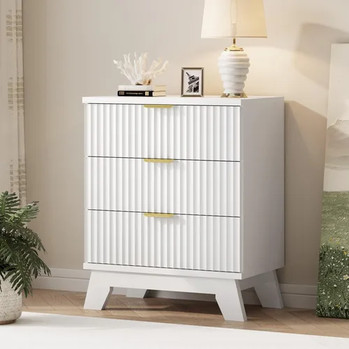 Miniatura 37 de Xixini - Cómoda moderna de madera acanalada para dormitorio, sala estar, pasillo o armario, para organizar y almacenar ropa o soporte de TV, 6 Roble
