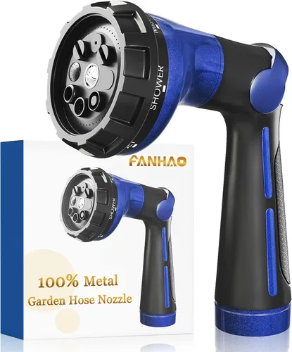 Miniatura 13 de FANHAO Boquilla de manguera de jardín resistente, rociador de manguera de agua 100% metal con 8 patrones de pulverización, boquilla rociadora
