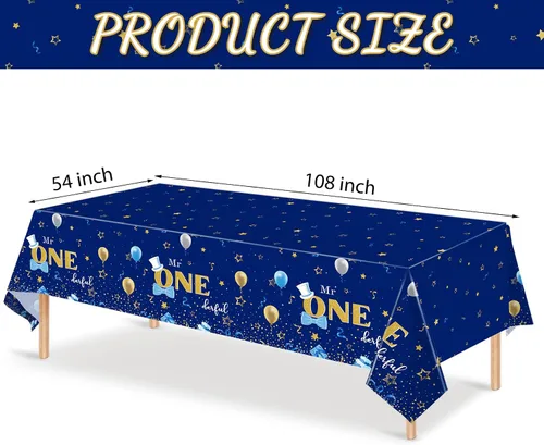 Miniatura 2 de Tiamon Mantel rectangular de plástico de 3 piezas para fiesta de primer cumpleaños de 54 x 108 pulgadas, mantel decorativo de primer cumpleaños