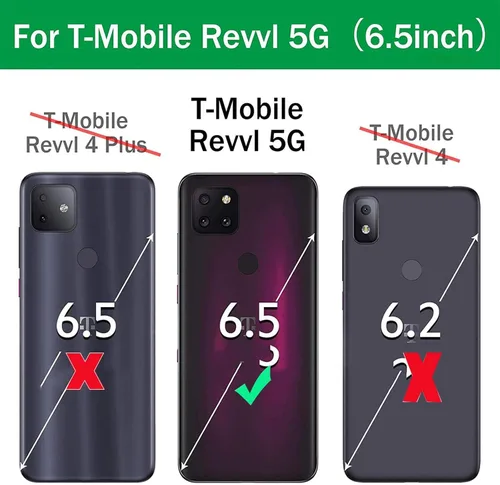 Miniatura 2 de Jeylly Funda para T-Mobile Revvl 5G con 2 protectores de pantalla de vidrio templado, cuerpo completo híbrido de policarbonato duro suave TPU anillo