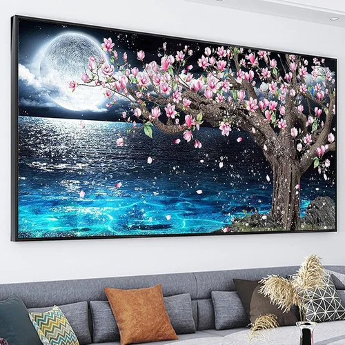 Miniatura 4 de YALKIN Kits de pintura de diamantes cuadrados 5D para adultos, noche de verano, kits de arte de diamantes grandes, kit de pintura de diamante