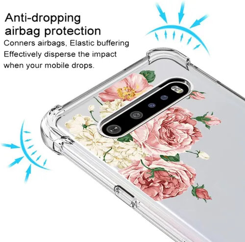 Miniatura 5 de Osophter Funda para LG V60 ThinQ, funda para LG V60, transparente, esquinas reforzadas de poliuretano termoplástico (TPU), absorción de golpes