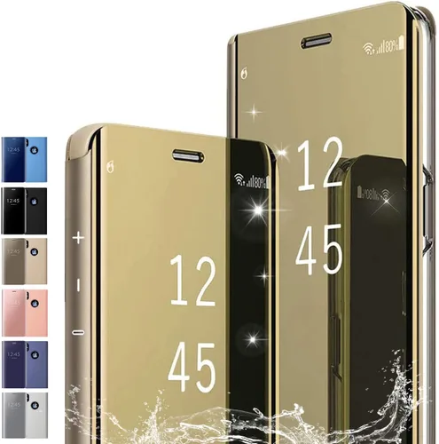 Miniatura 9 de Funda para Huawei P40, funda de espejo abatible con función de soporte, PC/PU translúcida transparente a prueba de golpes, funda protectora