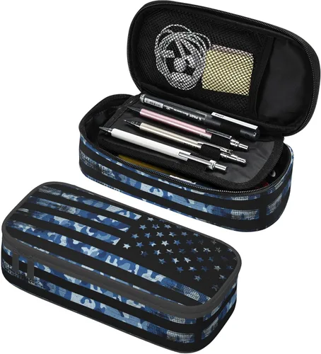 Miniatura 10 de Estuche de lápices de estilo camuflaje para niños y adultos, caja de lápices azul para niños, hombres, niñas y mujeres, bolsa de almacenamiento