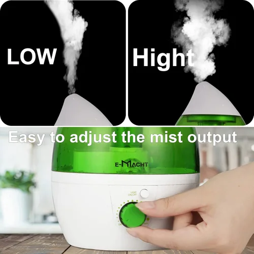 Miniatura 4 de Humidificador de niebla fría para dormitorio y habitaciones pequeñas, boquilla silenciosa de rotación de 360°, ajustable, luz nocturna y apagado