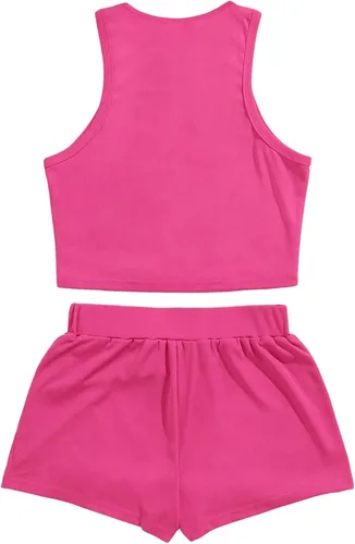Miniatura 2 de Verdusa Conjunto de 2 piezas para mujer, camiseta corta sin mangas y pantalones cortos