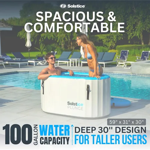 Miniatura 7 de SOLSTICE Bañera fría para 1-2 personas, bañera inflable con tapa aislada, capacidad de 100 galones, incluye bomba, interior espacioso de 30 pulgadas