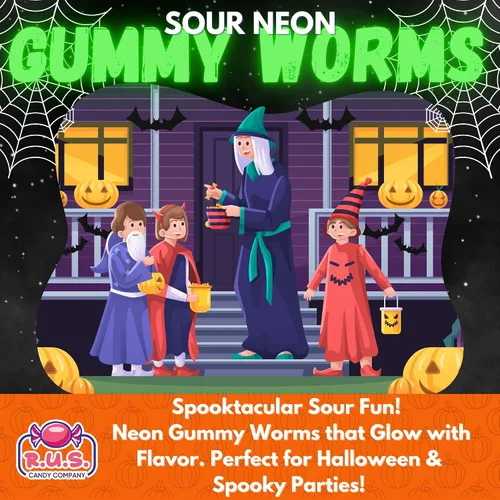 Miniatura 8 de Gusanos de gomita de neón ácidos, bolsa de 16 onzas, caramelos de gomitas ácidas picantes, gusanos de caramelo masticables sin gluten, gusanos
