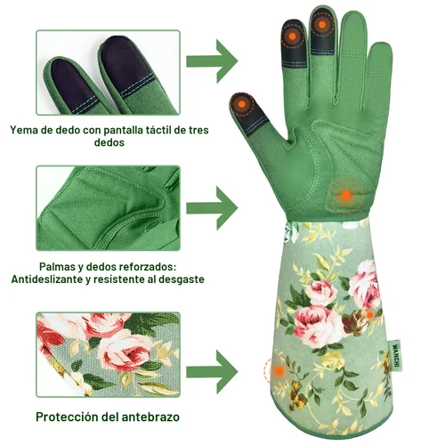 Miniatura 3 de WANCHI Guantes de jardinería, duraderos y cómodos guantes largos de jardín para mujer, para trabajos de jardinería y trabajo en el patio, guantes