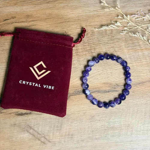 Miniatura 136 de Crystal Vibe Pulseras de cuentas de 0.315 in para mujeres y hombres, pulseras de cristal con piedras preciosas naturales, tamaño elástico ajustable