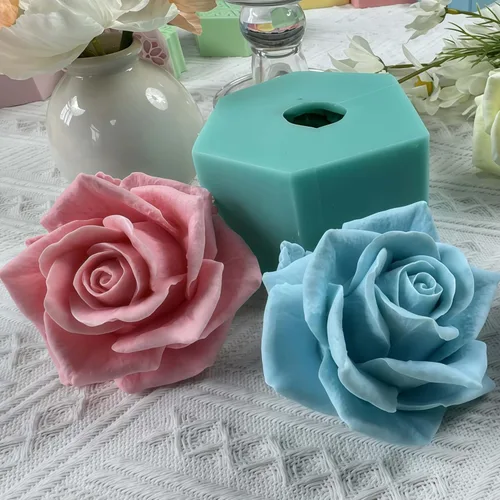 Miniatura 4 de Molde de Silicona 3D de Flor de Rosa Floreciente para Resina Flor Jabón Vela Haciendo Moldes DIY Molde de Pastel de Boda Decorando con Epoxi Molde