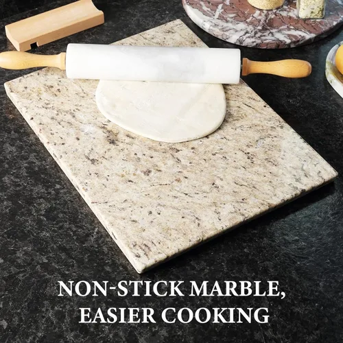 Miniatura 5 de Koville Tabla de cortar de mármol para cocina, tabla grande de quesos de losa de mármol de 16 x 12 pulgadas, tabla de servir rectangular