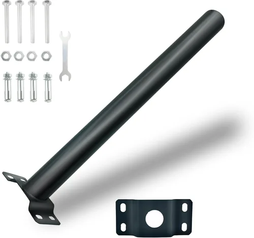 Miniatura 6 de Paquete de 2 Soportes de Montaje para Poste de Luz, Kit de Extensión de Soporte de Montaje para Poste Solar, Tubos de Metal Negro para Bandera