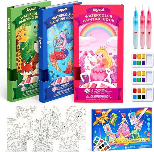 Miniatura 17 de JoyCat Paquete de 2 libros de pintura de bolsillo con agua para colorear para niños, juego de juguetes de actividades de arte y manualidades, kit
