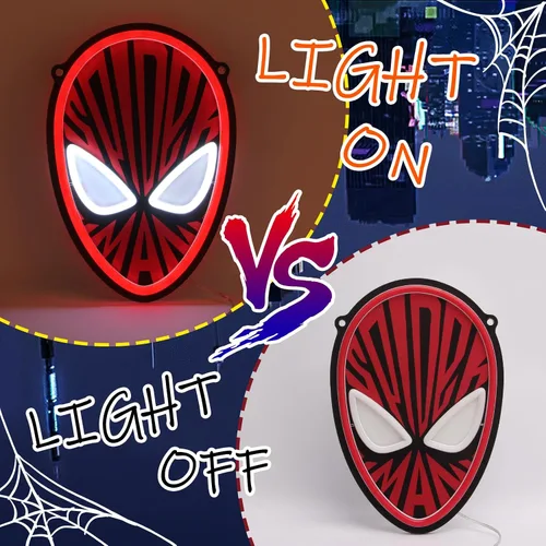 Miniatura 4 de Letreros de neón de Spider-Man, luces LED de neón de anime, alimentadas por USB para decoración de pared, arte, recámara, fans de Mar-vel, guarida