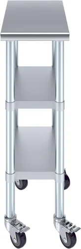 Miniatura 2 de AmGood Stainless Steel Work Table with 2 Shelves and Casters Metal Utility Table On Wheels