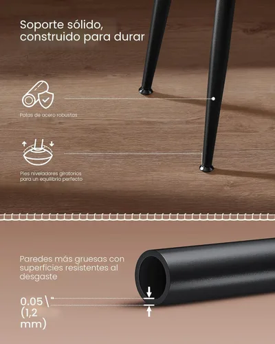 Miniatura 6 de VASAGLE Colección EKHO - Juego de 4 sillas de comedor, sillas tapizadas para cocina, asiento cómodo, cuero sintético con costuras, estilo de marrón