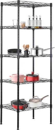 Miniatura 27 de BestOffice Estantes de almacenamiento de alambre de 5 niveles con ruedas 14x30x60 Cromo Estantes ajustables Estante de metal resistente