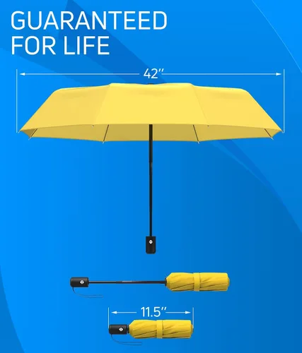 Miniatura 18 de Rain-Mate Paraguas compactos resistentes al viento para la lluvia, diseño de costilla de fibra de vidrio reforzada fuerte y apertura y cierre