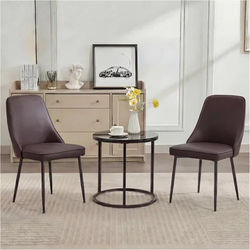 Miniatura 9 de Sillas de comedor de piel sintética, modernas y tapizadas, sillas de cocina, sillas auxiliares de cena con respaldo curvado y patas de metal