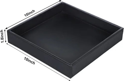 Miniatura 2 de HofferRuffer Bandeja de tocador de piel sintética, elegante organizador de almacenamiento de escritorio, bandeja decorativa multiusos para perfume