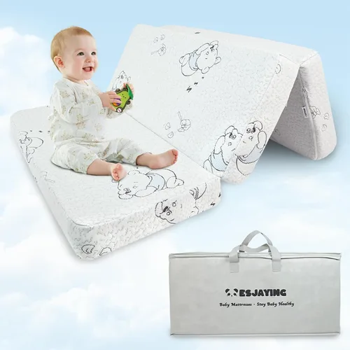 Colchón triple Pack and Play, 38 x 26 pulgadas, colchón de espuma viscoelástica de gel N Play, colchón portátil de viaje de doble cara para Pack N
