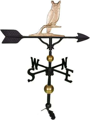 Miniatura 8 de Montague Metal Products Veleta de 32 pulgadas con adorno de búho negro satinado