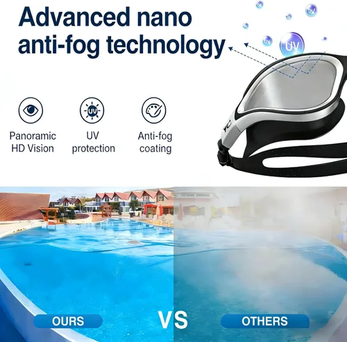 Miniatura 2 de Gafas de natación, gafas de natación, gafas de natación profesionales, antivaho sin fugas, gafas de natación de visión amplia Gris2
