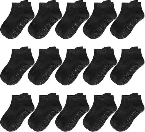Miniatura 8 de Calcetines antideslizantes para niños, calcetines de tobillo con agarre, calcetines antideslizantes 15 pares para niños activos, niños de 6 meses a