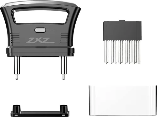 Miniatura 4 de ZXZ Ablandador de carne fácil de sostener con mango grande Cuchillas desmontables de 48 acero inoxidable Fácil de usar y limpiar (Negro)